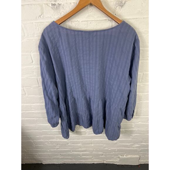 J. Jill Women's Relaxed Fit Slub Tunic Shirt 3/4 Sleeve Blue Size 4X Plus - Picture 3 of 5